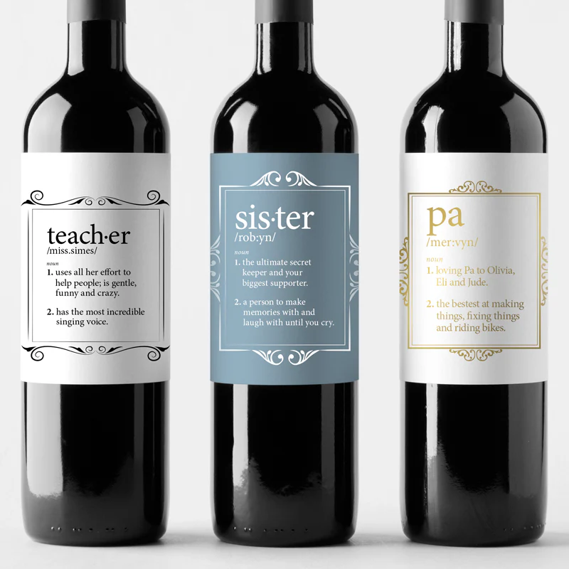 Waterproof labels for wine bottles